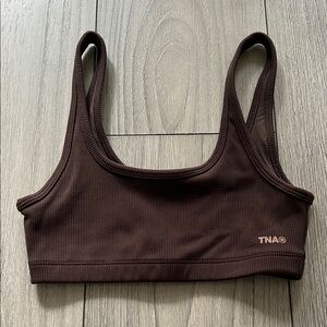 TNA Brown Ribbed Bralette mocha brown